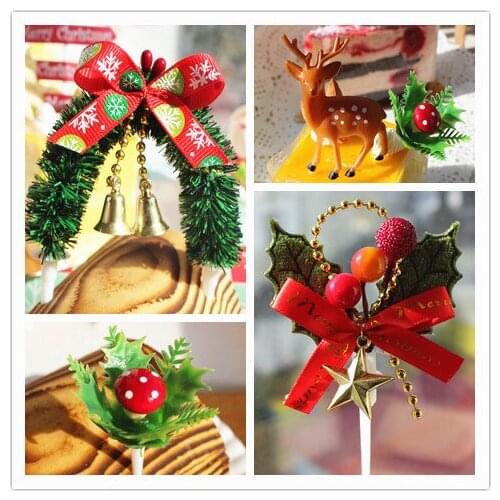 Christmas cake decoration cupcake topper birthday party supplies accessories baby shower flag cake wedding party decoration