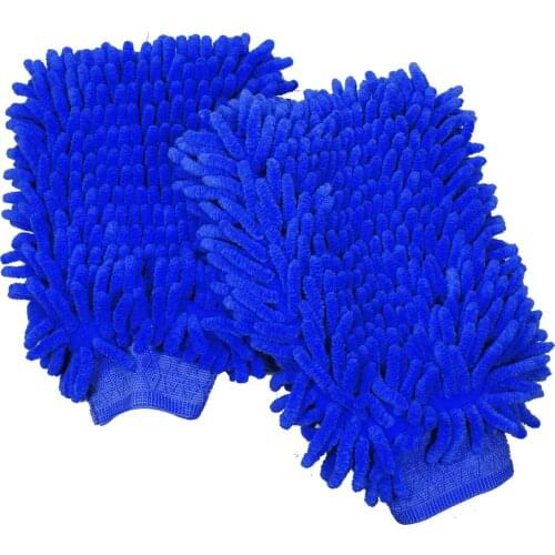 YUNPICAR Car Wash Mitt - 2 Pack Extra Large Size - Winter Waterproof -Premium Chenille Microfiber Washing Mitts-Coral Velvet