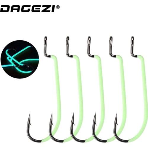 DAGEZI High Carbon Steel Luminous Fishing Hook #3-#3/0 10pcs/lot Fishhooks Durable Pesca Sharp barbed hook Fishing Tackle
