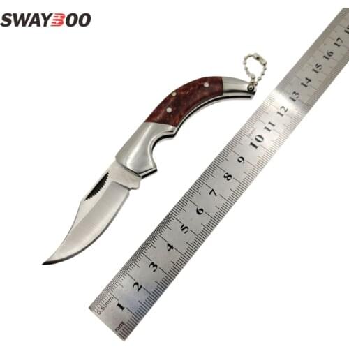 Swayboo Stainless Steel Lockless Keychain Folding Knife Portable Mini Pocket Fruit Knife Key Rings EDC Knife