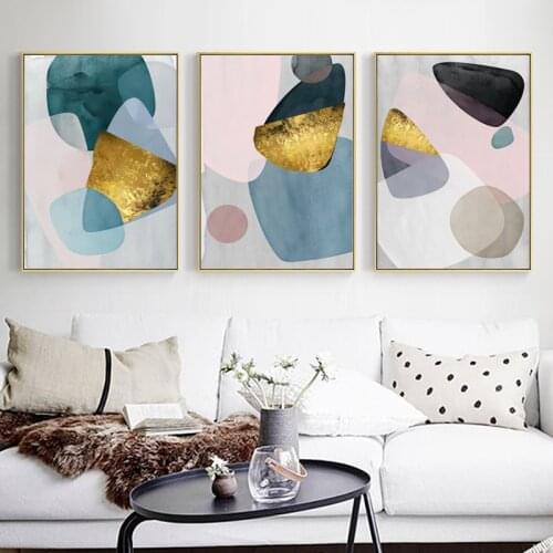 Modern Abstract Golden Impressionist Canvas Wall Art Poster Printing Picture Living Room Home Decoration Painting Frameless