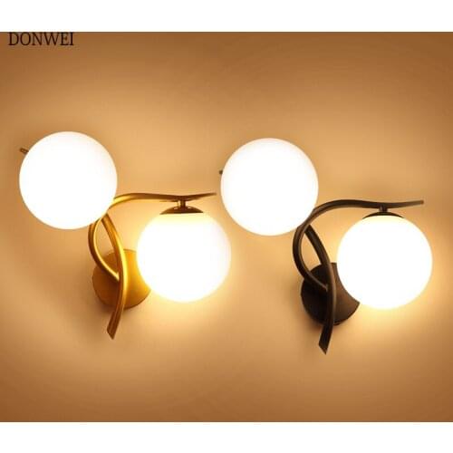 Led bedroom Wall Lamps AC 220V E14 Wall Light Modern design Bedroom Bedside Gilding Technics LED Glass Wall Lights AC85-265V