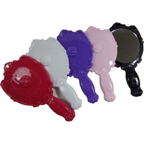 Vintage Rose Hand Mirror Plastic Makeup Mirror Cute Girl Hand Make Up 5 COLORS MD18