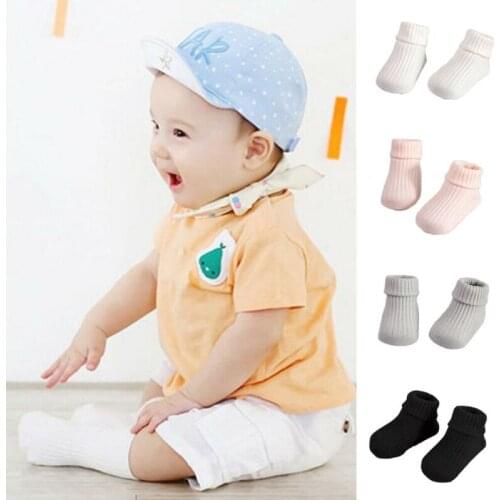 Newborn Baby Boys Girls Knitted Pom Pom Booties Pink Cream Gray White Socks NEW