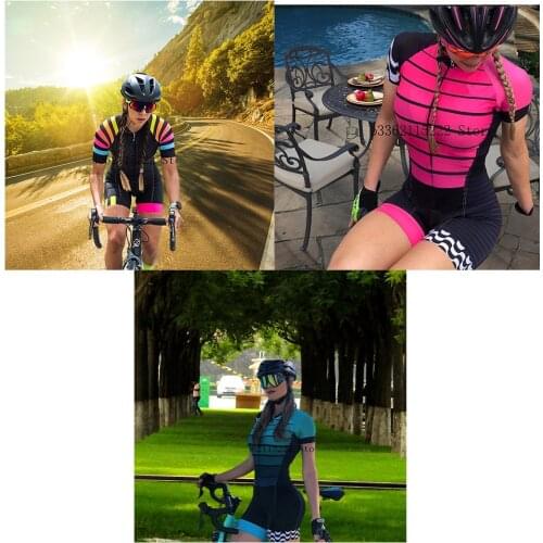 Women`s Cycling Jumpsuit Triathlon Trisui Short Sleeve Cycling Jersey Sets Skinsuit Maillot Ciclismo Bicycle Clothing Shirts Set