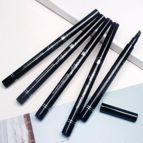 Liquid Eyebrow Pencil Waterproof with 4 Micro Fork Tip Simulate Real Eyebrows MH88