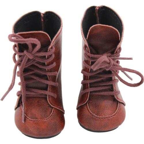 1Pair Fashion PU Leather High Boots for 18" 45CM Girls Dolls 7CM doll Shoes Hot Sale
