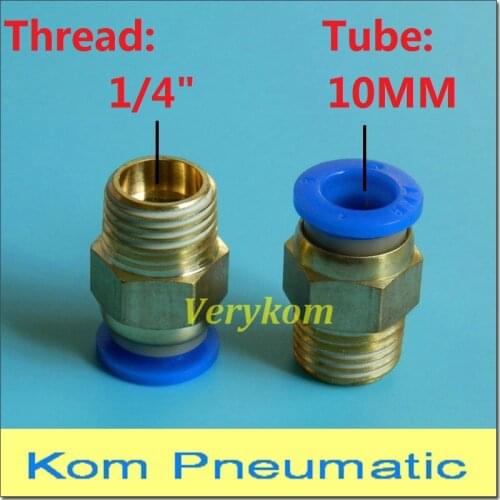10pcs/lot Pneumatic 10mm To 1/4 inch 1/4" Thread Air Male Straight PU Tube Hose Pipe Fitting PC10-02 One Touch Quick Connector
