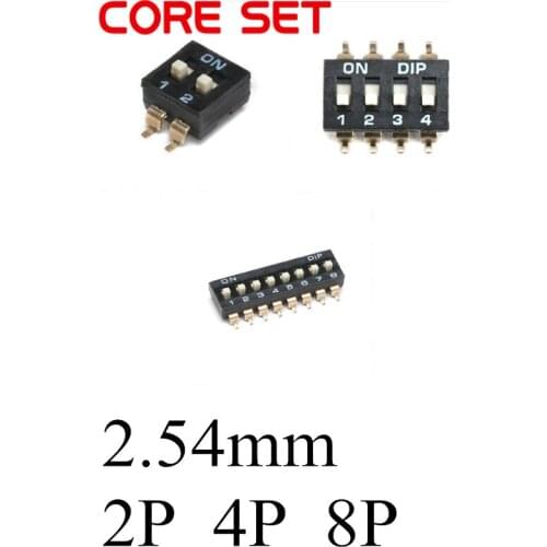 10PCS/Lot SMD DIP Switch 2/4/8 Pin 2.54mm Pitch Way Toggle Switch Red Blue Snap Switches Hot