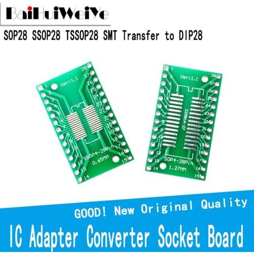 10PCS/Lot SOP28 SSOP28 TSSOP28 Transfer to DIP28 IC Adapter Converter Socket Board Module Adapters Plate 0.65mm 1.27mm