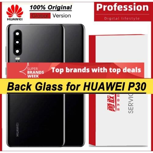 100% Original for Huawei P30 Back Battery Cover Rear Glass Door Panel Case Battery Cover with Camera Lens