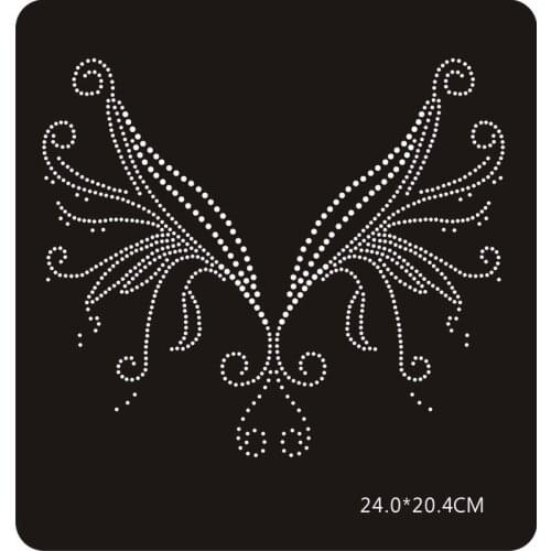 2pc/lot Flower neckline sticker transfers design iron on transfer patches hot fix rhinestone transfer motifs fixing rhinestones