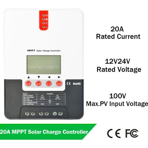 20A 12V24V MPPT Solar Charge Controller Aut for lithium batteries solar PV regulator Charger with BT-1 ML2420