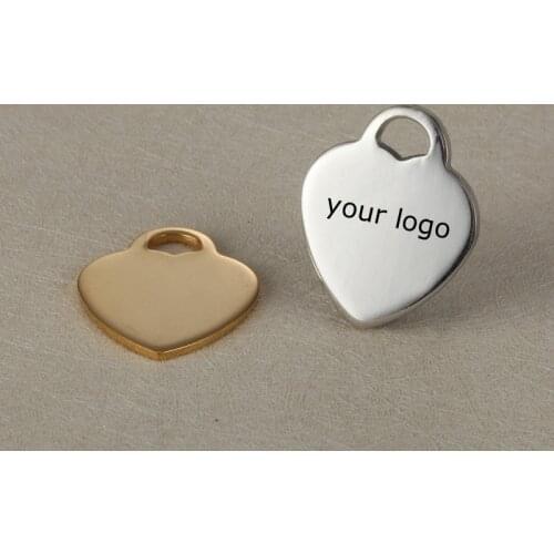 21*27mm Custom Heart Tag Stainless Steel Charm-Customized Charm Engrave Laser your own logo