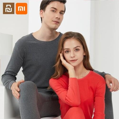 Xiaomi youpin Mens cotton thermal underwear set, light and thin solid color round neck breathable pajamas
