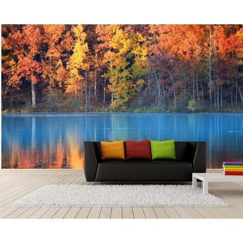 Colorful autumn forest lake 3d wallpaper papel de parede,living room TV wall bedroom wall papers home decor restaurant mural
