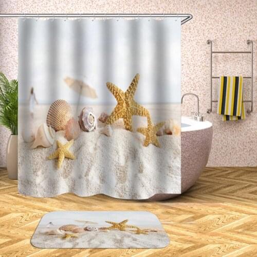 3D Beach Series Shower Curtain Shower Curtain Curtain 12 Hook High Quality Bathroom Shower Curtain