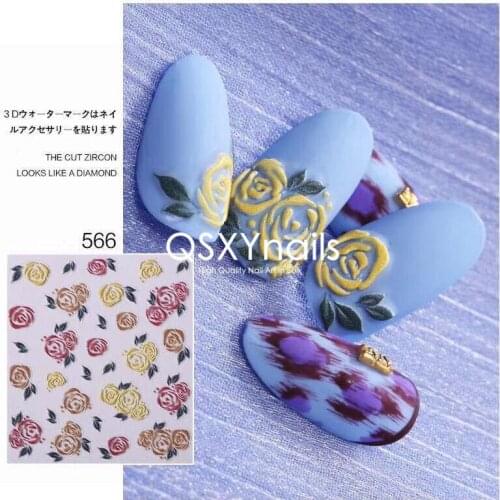 50pcs 3D Nail Art Sticker Carve Patterns Flower Rose Hand-drawn Butterfly Elegant Design Adhesive Decals for Nail Decoration DIY