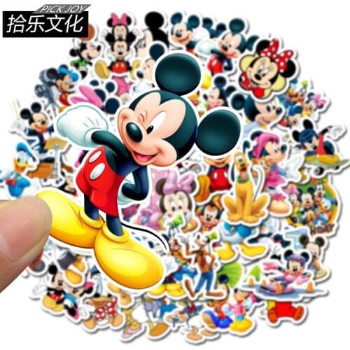 50pcs Kawaii Mickey Mouse Stickers Kid Bedroom Wall Graffiti Decals Guitar Laptop Skateboard Luggage Fridge Cup Bicycle Sticker