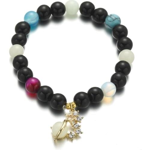 8mm A Variety Of Stone Bracelet Noctilucence Bracelet Skull Pendant Bracelet For Women Gifts