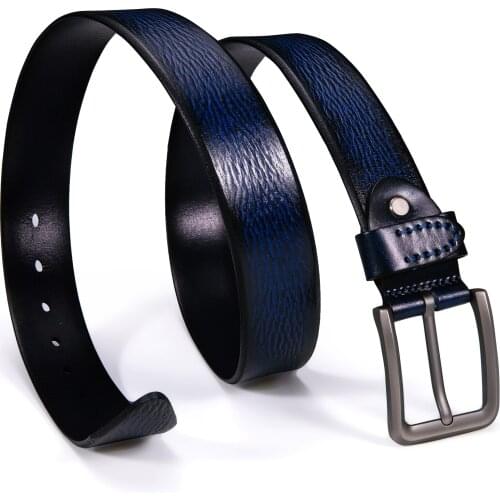 Barry.Wang Men Pin Buckle Belt Cowhide Retro Belt Black Brown Belt Genuine Leather Belt Single Prong Buckle Strap for Jeans