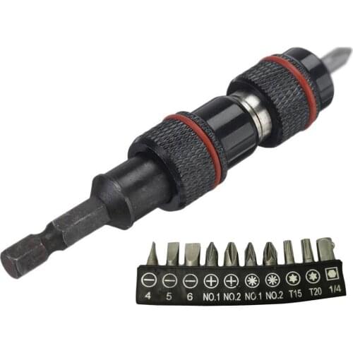 1/4" Hex Magnetic Screwdriver Bit Holder Drill Bits Connecting Rod Set Quick Change Angle Pivoting Drive Guide Screw Drill Tip