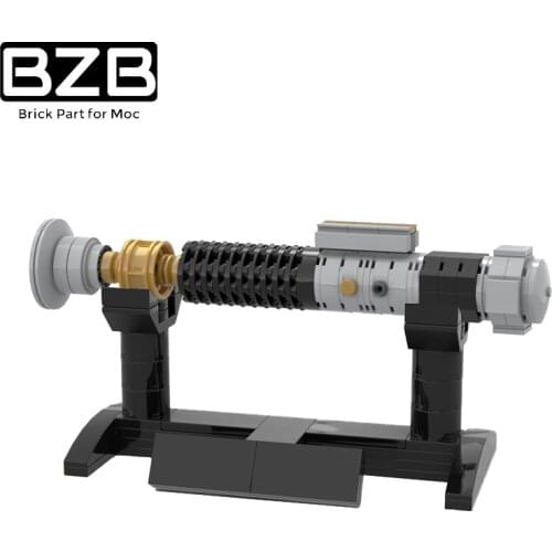 BZB MOC Metal Handle Shelf RGB Color Changing Lightsaber Handle Building Block Kids Toys Boys DIY Brick Parts Best Gifts
