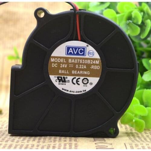 AVC DC 24V 0.22A BA07530B24M 7530 7.5CM 2-Lines centrifugal blower turbine cooling fan