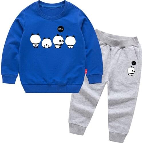 Childrens Wear Spring And Autumn Style 100% Cotton Long-sleeved Trousers For Boys And Girls Two-piece Childrens Hoodie Suit