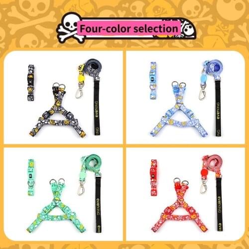Designer Everking Pirate Series New Dog Vest Collar Traction Rope Set Large Medium and Small Dogs Cats and Dogs Pet Supplies