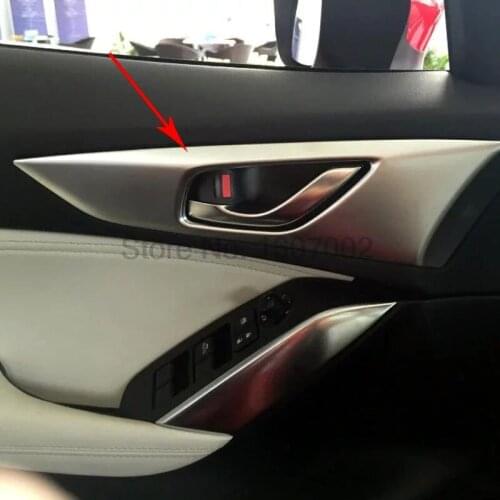 For Mazda CX-4 CX4 4pcs Chrome Matte Car Interior Inner Door Handle Bowl Bezel Cover Protective Molding Trim