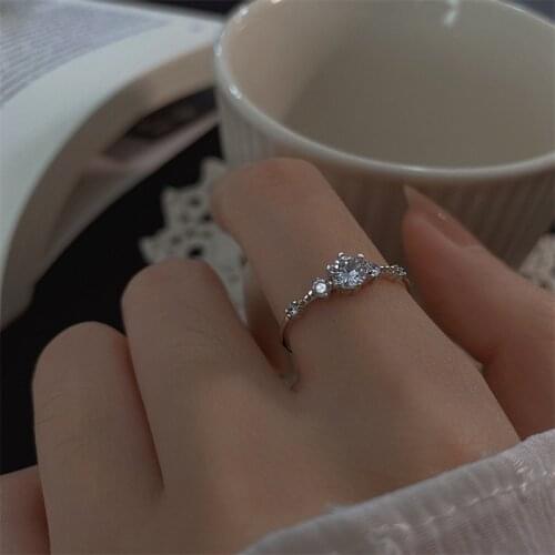 Elegant Cubic Zircon 925 Silver Finger Ring For Women Girls Party Jewelry jz552