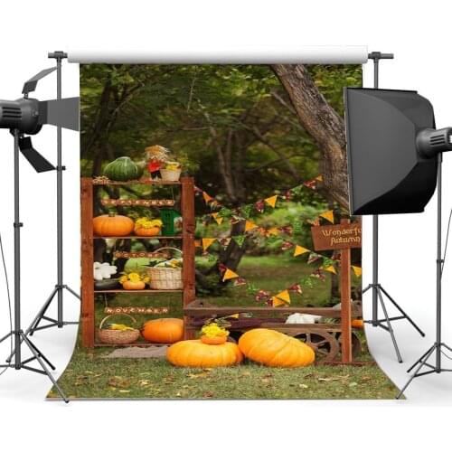 Autumn Harvest Backdrop Pumpkin Backdrops Banner Jungle Forest Rural Countryard Green Grass Meadow Fall Photography Background