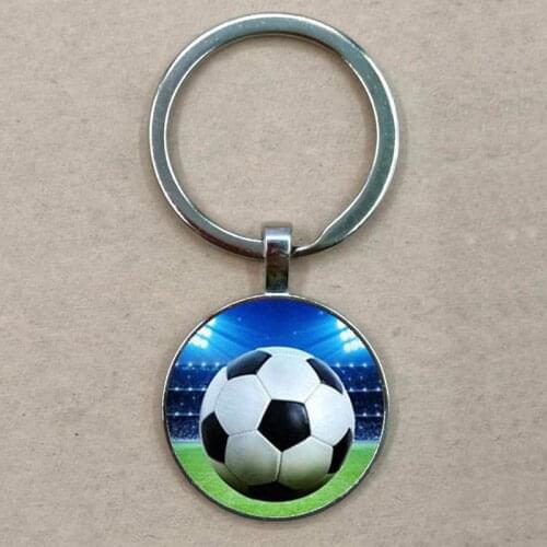 Hot/ sale retro crystal football cartoon glass Key Chain dome pendant craft jewelry