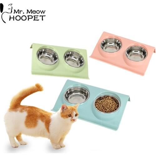 Hoopet Pet Daily Products Dog Cat Stainless Steel Durable Food Water Bowl Portable Double Dish Easy to Clean Tasteless non-toxic