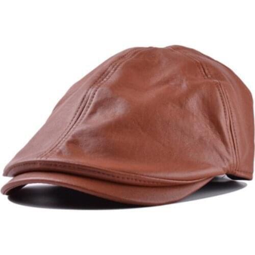Men Women Classic Vintage Leather Newsboy Gatsby Cap Leather Baker Peaked Beret Driving Hat Female Sunscreen Hats Painter Tour