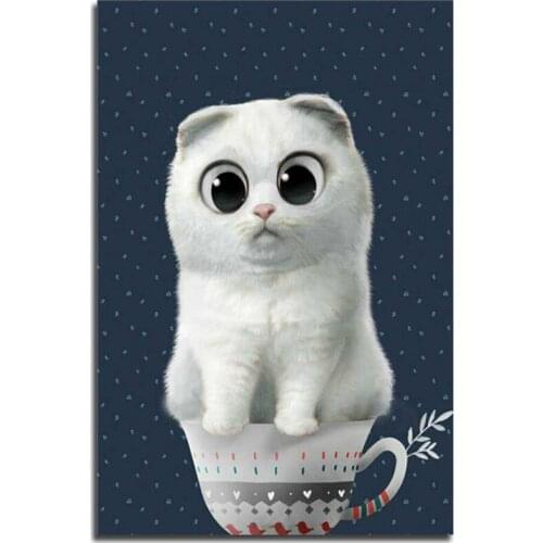 Peter ren Round Diamond Painting Cros stitch big eyes cat on cup DIY Diamond mosaic Crafts 5D icon full Embroidery with diamonds