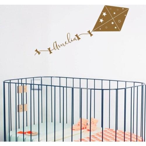 60cm*17cm Custom Nursery Wall Decal Name And Kite Wall Stickers Home Decor Quote Cute Nursery Decoration Baby Name Decals LC1623