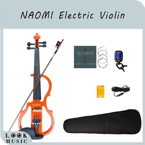 NAOMI 4/4 Solid Wood Electric Silent Violin Full Size Ebony Fittings Fiddle Maple Fingerboard Pegs Chin Rest Tailpiece Set