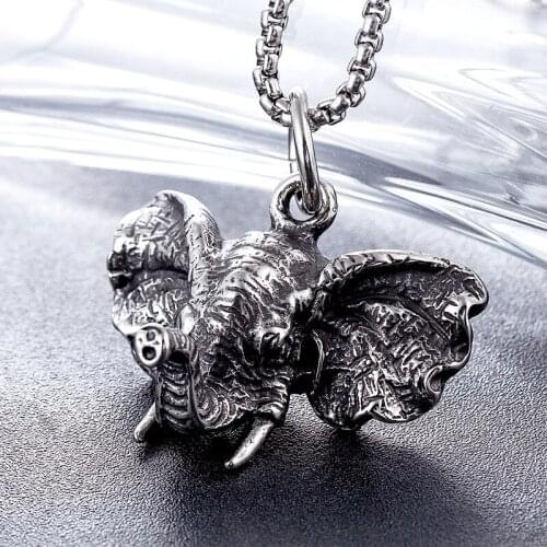 New Lucky Animal Elephant Pendant Hip Hop Stainless Steel Necklace For Men Women Punk Biker Jewelry Accessories Dropshipping