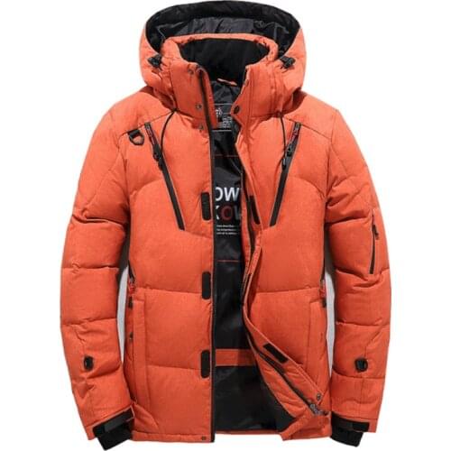 New Winter Warm Down Jacket Men Hooded Thick Duck Down Parka Coat Casual Slim Down Mens Overcoat Many Pockets Windproof Coat Men