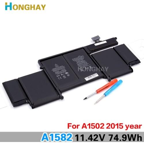 Honghay Original A1582 Laptop Battery for Apple MacBook Pro 13" Retina A1502 2015 year 11.42v 74.9wh 6559mah