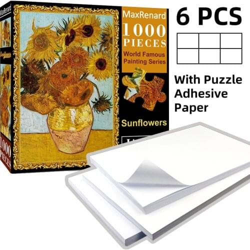 MaxRenard 50*70cm 1000 Pieces Jigsaw Puzzles Paper Assembling Van Gogh Sunflowers World Old Masters Art Puzzles Toys for Adults