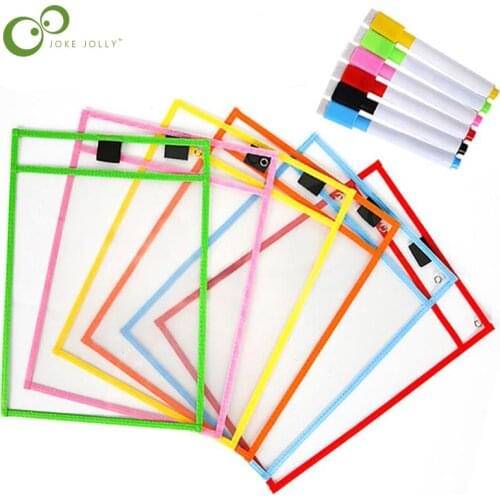 5 Sets Transparent Dry Brush Bag Can Be Reused With PVC PET Writing Dry Wipe Bag Drawing Toy For Kids Children Adult GYH