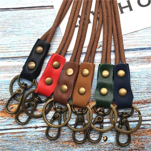 Luxury Nylon and leather Lanyard mobile phone straps For iPhone Samsung Camera GoPro USB Flash Drives Keys ID Card keycord