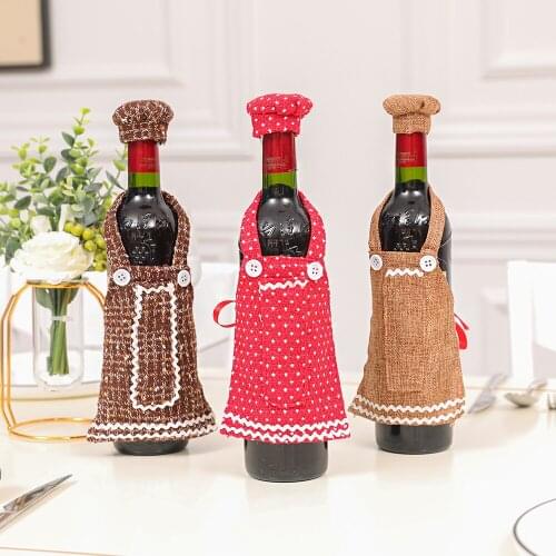Christmas Wine Bottle Cover Dinning-table Bottle Decoration 100% Polyester Decor for Room New Year Gifts for Party Cn(origin)