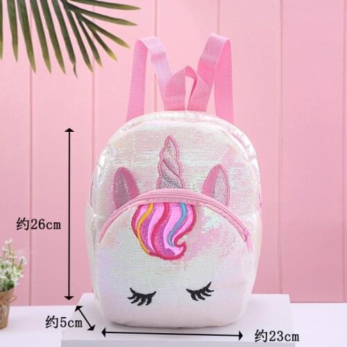 Sequined unicorn backpack cute cartoon small bag for girls women casual bags unicorns kids kindergarten bag polyester pink