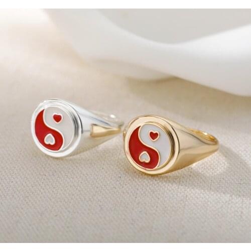Lucky Yin Yang Gossip Rings For Women Men Romantic Lover Couple Ring Engagement Wedding Rings Jewelry Bague Gifts
