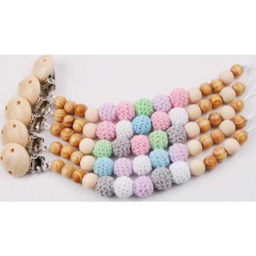 Baby Silicone Pacifier Holder Knitting Beads Teether Chain Newborn Teething Soother Infant Chewable Teether Toys Pain Relief Toy