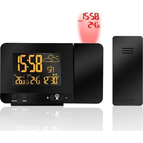 Radio Contraolled Projection Weather Station Colorful LCD Display USB Weather Forecast Wireless Outdoor Temperature Sensor